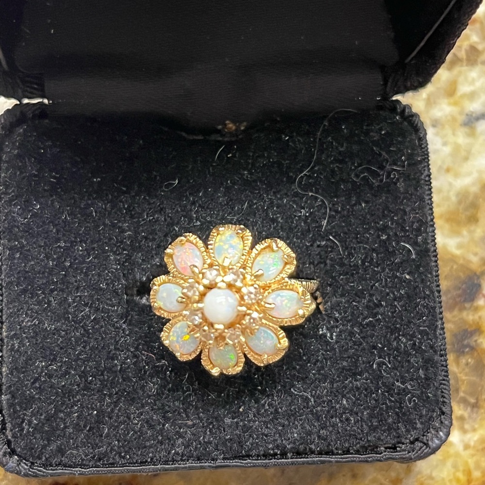 14k Gold Opal Diamond Ring Vintage